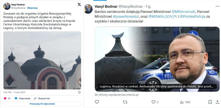 Ukraińska dyplomacja naciska na Polskę w sprawie aktu chrystianofobii